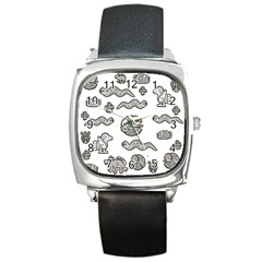 Aztecs Pattern Square Metal Watch by Valentinaart