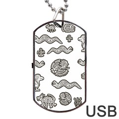 Aztecs Pattern Dog Tag Usb Flash (two Sides) by Valentinaart