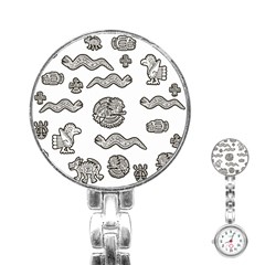 Aztecs Pattern Stainless Steel Nurses Watch by Valentinaart