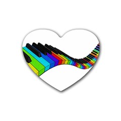 Rainbow Piano  Rubber Coaster (heart)  by Valentinaart