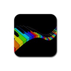 Rainbow Piano  Rubber Square Coaster (4 Pack)  by Valentinaart