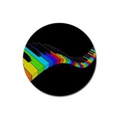 Rainbow Piano  Rubber Coaster (round)  by Valentinaart