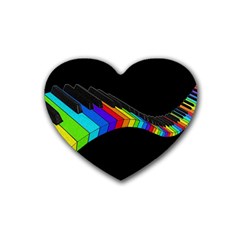 Rainbow Piano  Rubber Coaster (heart)  by Valentinaart