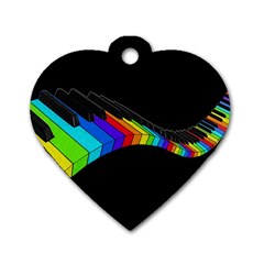 Rainbow Piano  Dog Tag Heart (one Side)