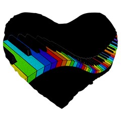 Rainbow Piano  Large 19  Premium Heart Shape Cushions