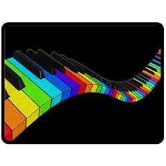 Rainbow Piano  Double Sided Fleece Blanket (large)  by Valentinaart