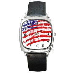 American Flag Square Metal Watch by Valentinaart