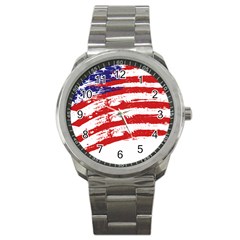 American Flag Sport Metal Watch by Valentinaart