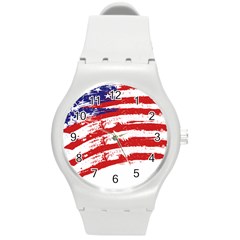 American Flag Round Plastic Sport Watch (m) by Valentinaart