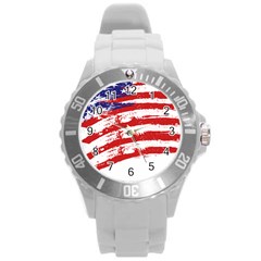 American Flag Round Plastic Sport Watch (l) by Valentinaart