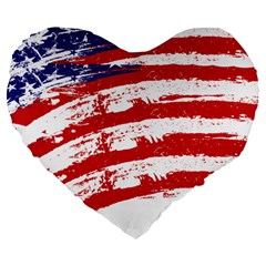 American Flag Large 19  Premium Flano Heart Shape Cushions by Valentinaart