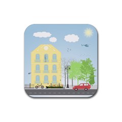 Urban Scene Rubber Coaster (square)  by linceazul