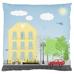 Urban Scene Large Flano Cushion Case (one Side) by linceazul