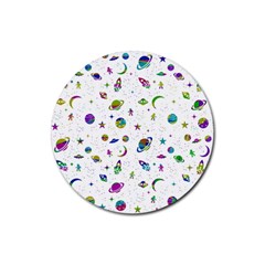 Space Pattern Rubber Round Coaster (4 Pack)  by ValentinaDesign