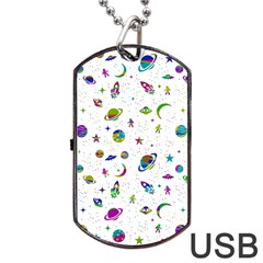 Space Pattern Dog Tag Usb Flash (one Side) by ValentinaDesign