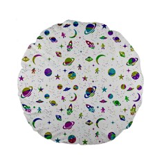 Space Pattern Standard 15  Premium Flano Round Cushions by ValentinaDesign