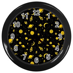 Space Pattern Wall Clocks (black) by ValentinaDesign