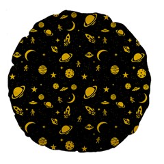 Space Pattern Large 18  Premium Flano Round Cushions by ValentinaDesign