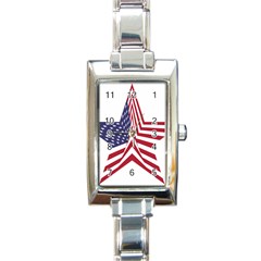 A Star With An American Flag Pattern Rectangle Italian Charm Watch by Nexatart