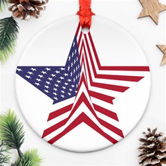 A Star With An American Flag Pattern Ornament (round) by Nexatart