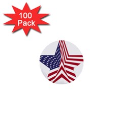 A Star With An American Flag Pattern 1  Mini Buttons (100 Pack)  by Nexatart