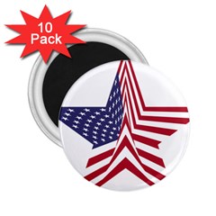 A Star With An American Flag Pattern 2 25  Magnets (10 Pack)  by Nexatart