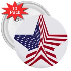 A Star With An American Flag Pattern 3  Buttons (10 Pack)  by Nexatart