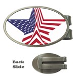 A Star With An American Flag Pattern Money Clips (Oval)  Front