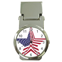 A Star With An American Flag Pattern Money Clip Watches by Nexatart