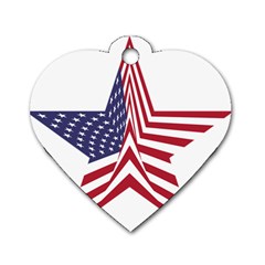 A Star With An American Flag Pattern Dog Tag Heart (one Side) by Nexatart