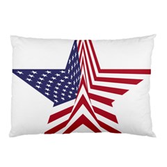 A Star With An American Flag Pattern Pillow Case by Nexatart