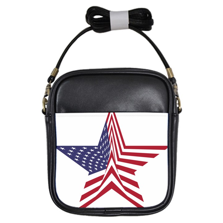 A Star With An American Flag Pattern Girls Sling Bags