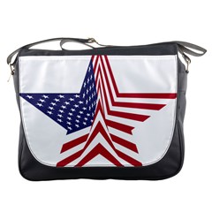 A Star With An American Flag Pattern Messenger Bags by Nexatart