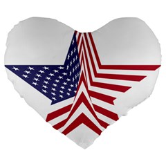 A Star With An American Flag Pattern Large 19  Premium Flano Heart Shape Cushions by Nexatart