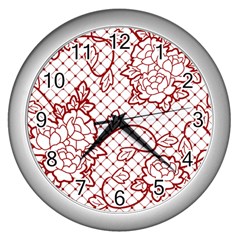 Transparent Decorative Lace With Roses Wall Clocks (silver) 