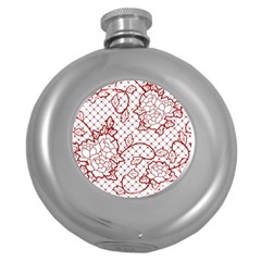 Transparent Decorative Lace With Roses Round Hip Flask (5 Oz) by Nexatart