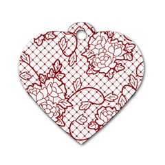 Transparent Decorative Lace With Roses Dog Tag Heart (one Side) by Nexatart