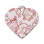 Transparent Decorative Lace With Roses Dog Tag Heart (Two Sides) Front