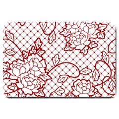 Transparent Decorative Lace With Roses Large Doormat  by Nexatart