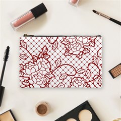 Transparent Decorative Lace With Roses Cosmetic Bag (medium)  by Nexatart