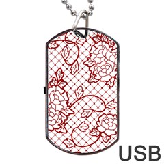 Transparent Decorative Lace With Roses Dog Tag Usb Flash (one Side) by Nexatart