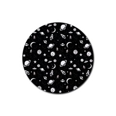 Space Pattern Rubber Round Coaster (4 Pack)  by ValentinaDesign