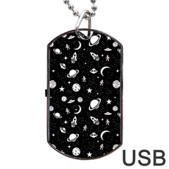 Space Pattern Dog Tag Usb Flash (two Sides) by ValentinaDesign