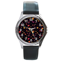 Space Pattern Round Metal Watch by ValentinaDesign