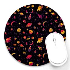 Space Pattern Round Mousepads by ValentinaDesign