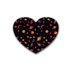 Space Pattern Rubber Coaster (heart)  by ValentinaDesign