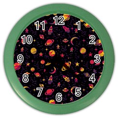 Space Pattern Color Wall Clocks by ValentinaDesign