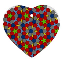 Penrose Tiling Heart Ornament (two Sides) by Nexatart