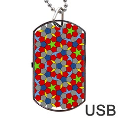 Penrose Tiling Dog Tag Usb Flash (two Sides) by Nexatart