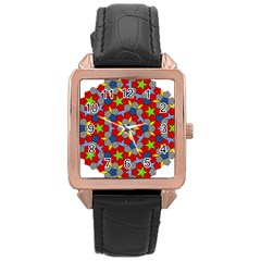 Penrose Tiling Rose Gold Leather Watch 